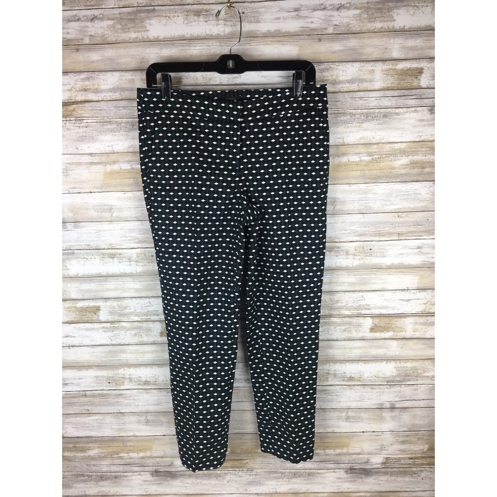 HALOGEN Women's Pants Capri Cropped Size 6 Cotton‎ Blend Black /Green/White